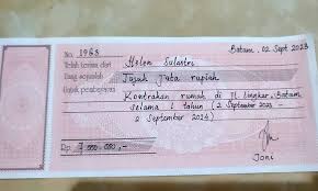 Kwitansi pembayaran sewa rumah